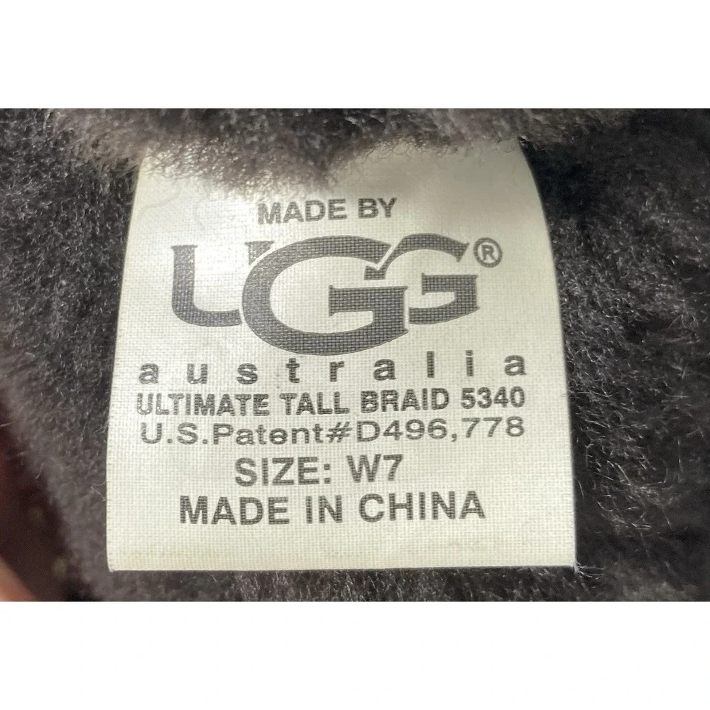 UGG Australia Ultimate‎ Tall Braid 5340 Brown Leather Knee High Boots Women's 7